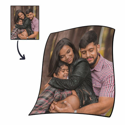 Personalized Photo Coral Fleece Blanket For Family