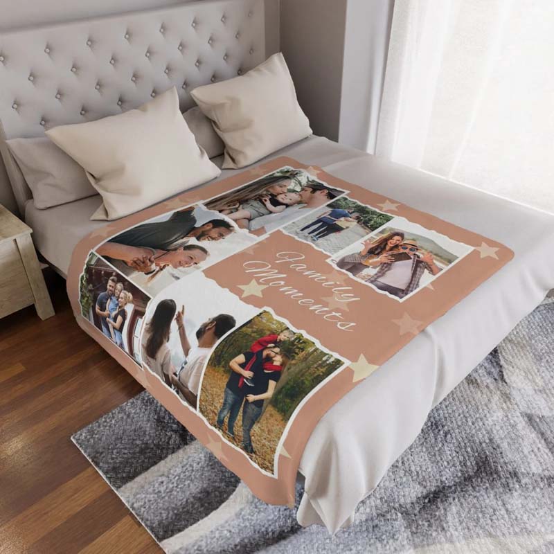 Custom 7 Photos Family Memory Blanket for Lovely Family