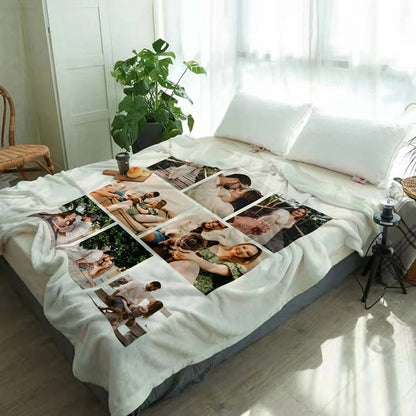 Customized 8 Photos Collage Blanket for Happiness Couple