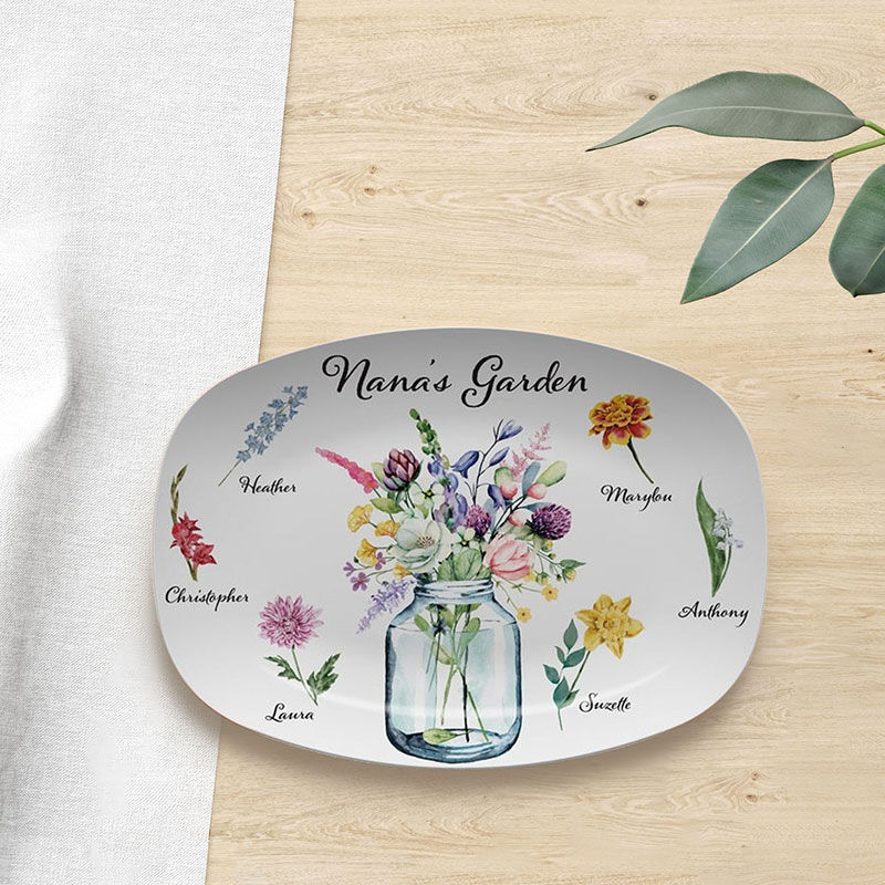 Birth Flower Plate Personalized