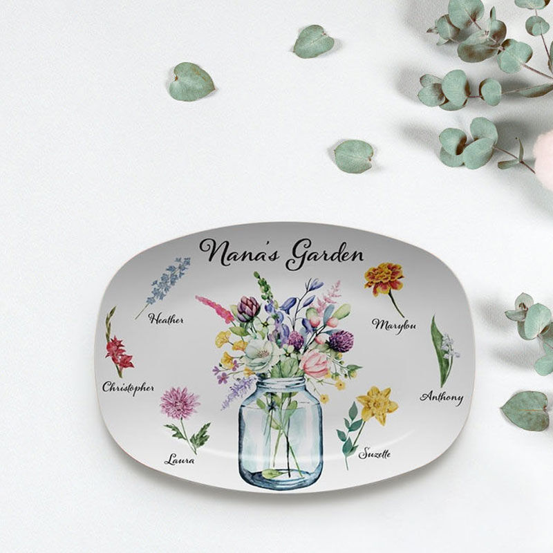 Birth Flower Plate Personalized