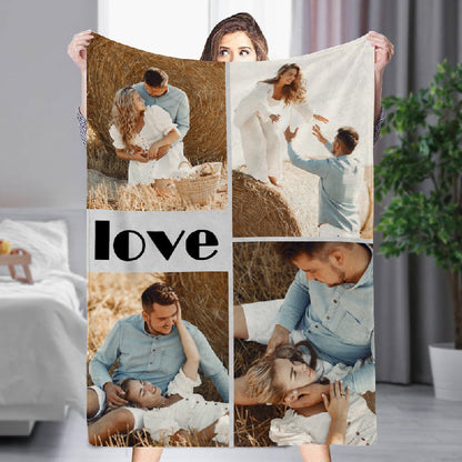 Personalized Photo Blanket with Beautiful Fonts Design Perfect Gift for Couples "Love"