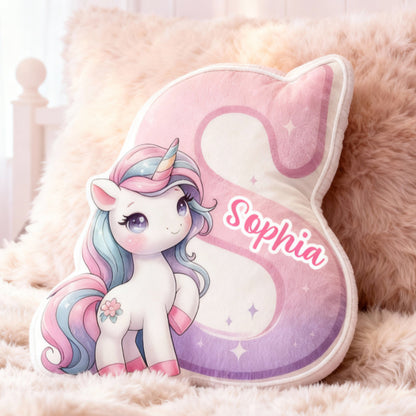 Unicorn Letter Pillow Personalized